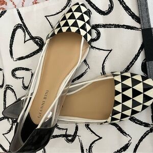 black and white flat shoe